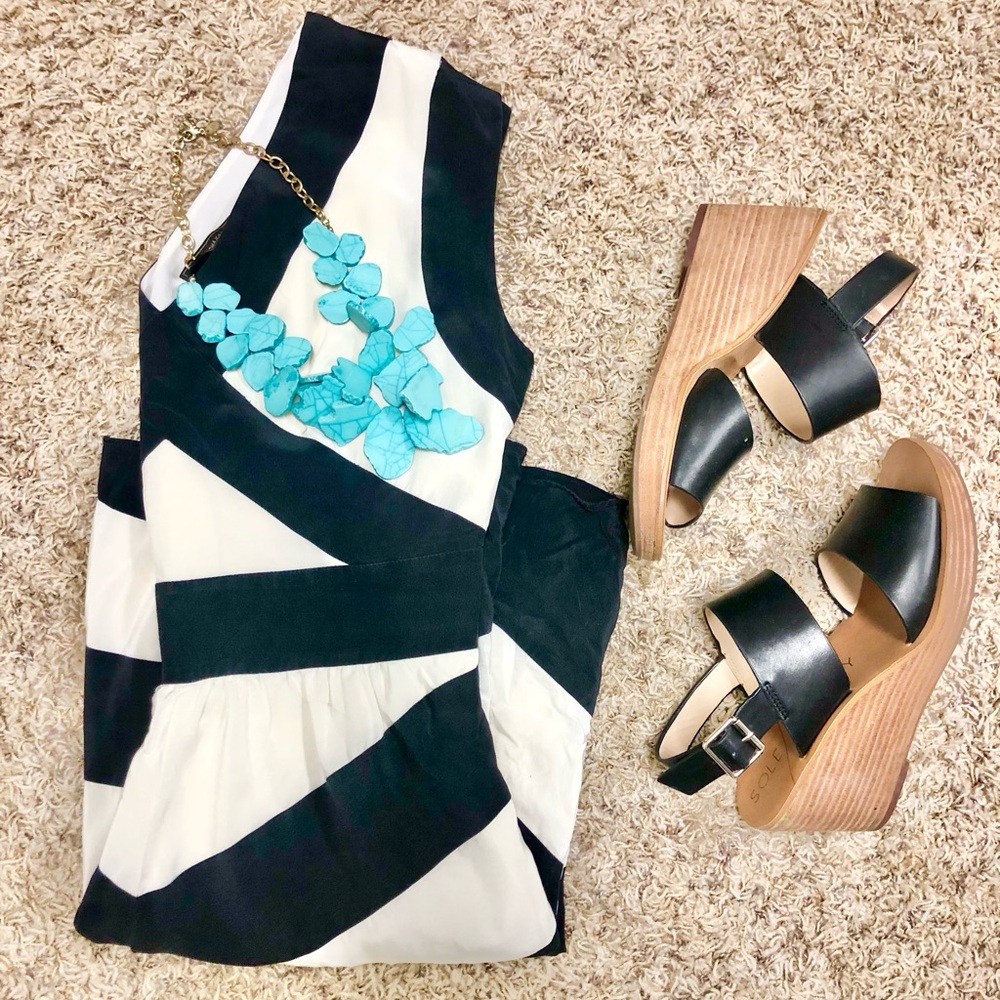 BCBG Maxazria black white stripe dress